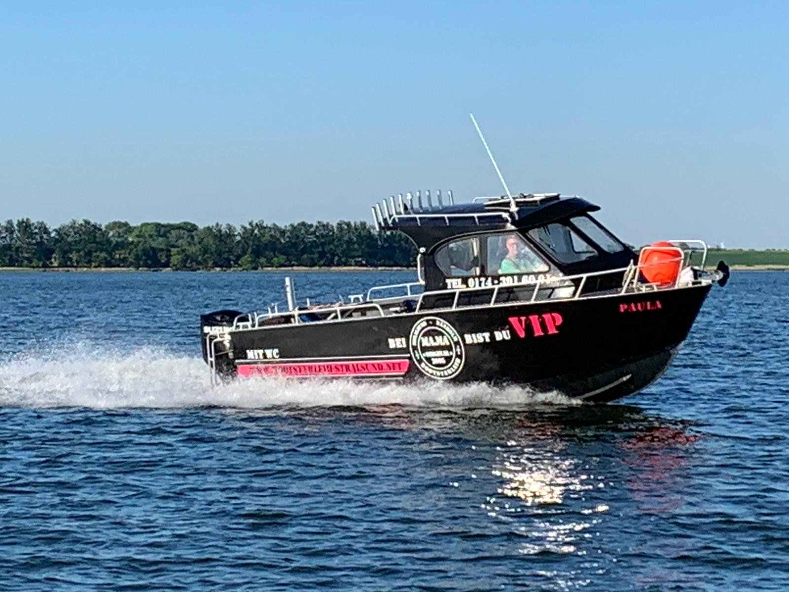 Boot Paula beim Fototermin auf dem Strelasund.