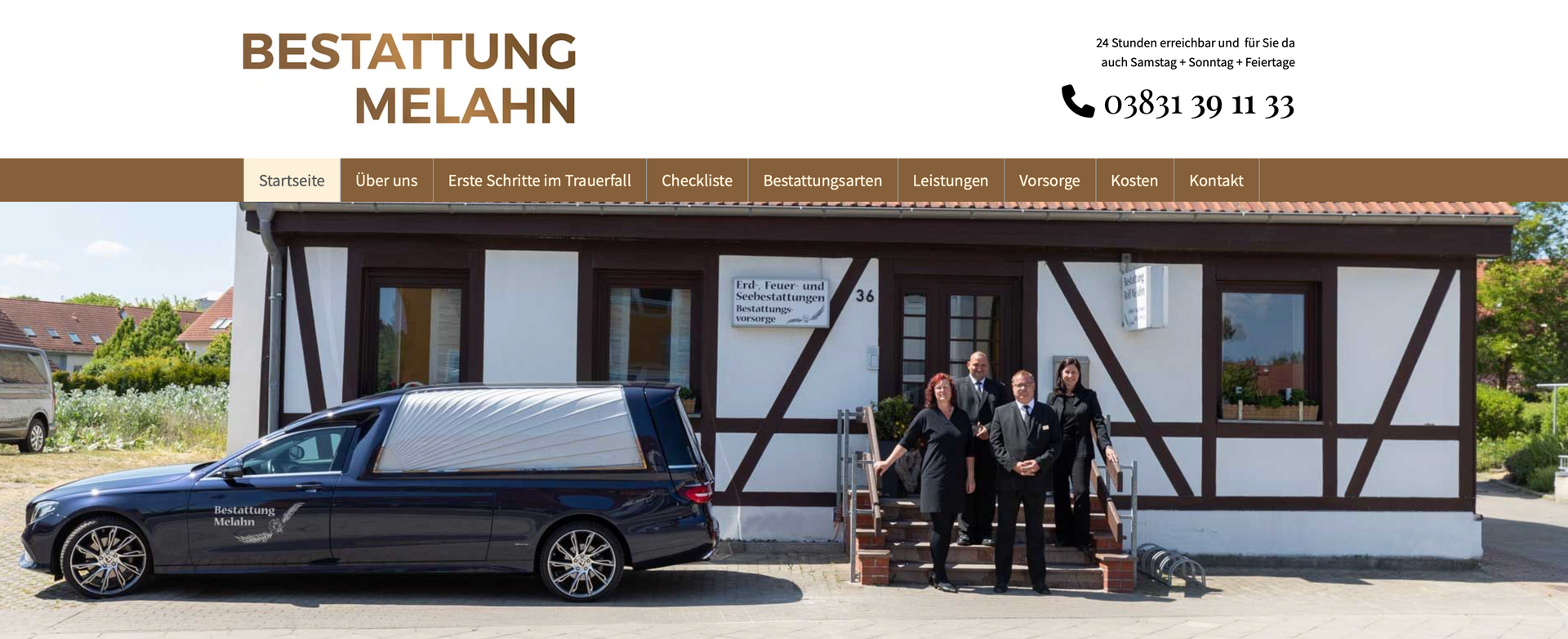 Eine gute Aufnahme der Firma Melahn vor ihren Bestattungsinstitut.