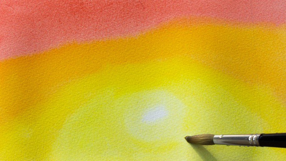 Variegated wash with A J Ludlow's Cadmium Yellow, Orange and Red Professional Watercolours Variegated wash with A J Ludlow's Cadmium Yellow, Orange and Red Professional Watercolours