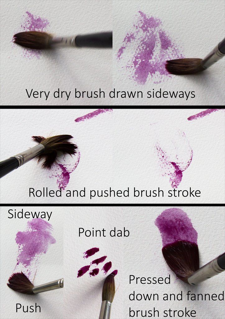 Various dry brush strokes with A J Ludlow's Quinacridone Magenta Professional Watercolour