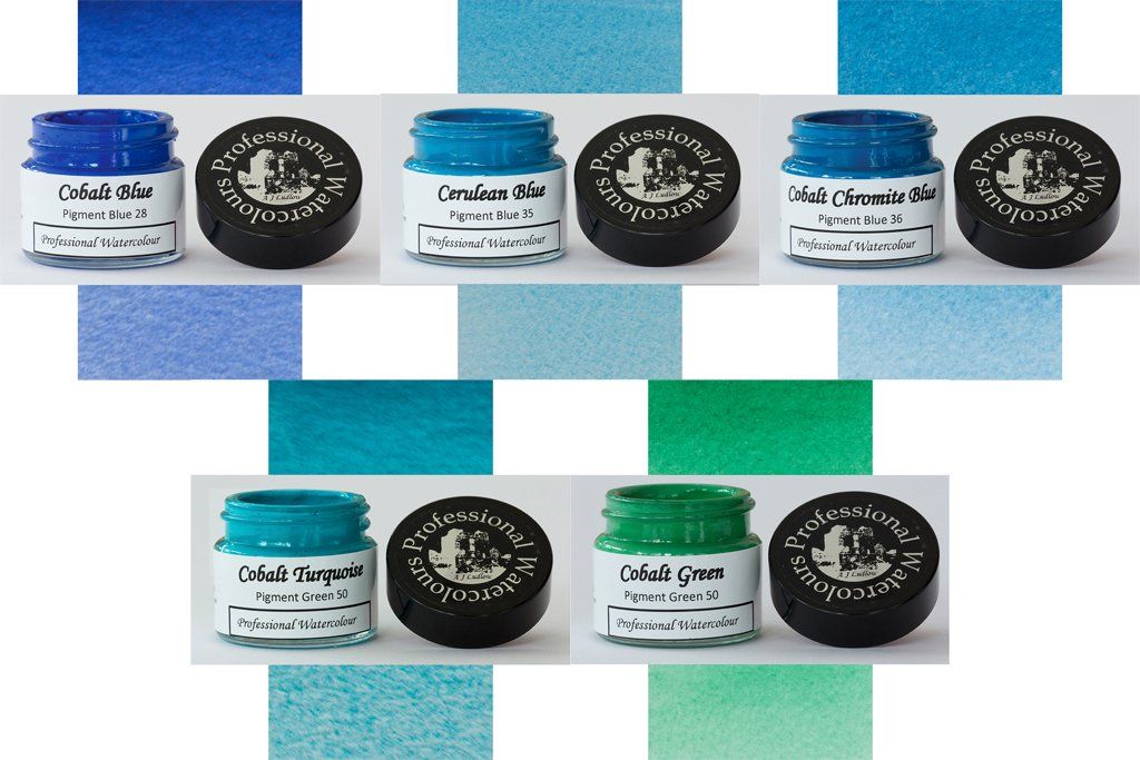 A J Ludlow Cobalt-based blues and green professional watercolours