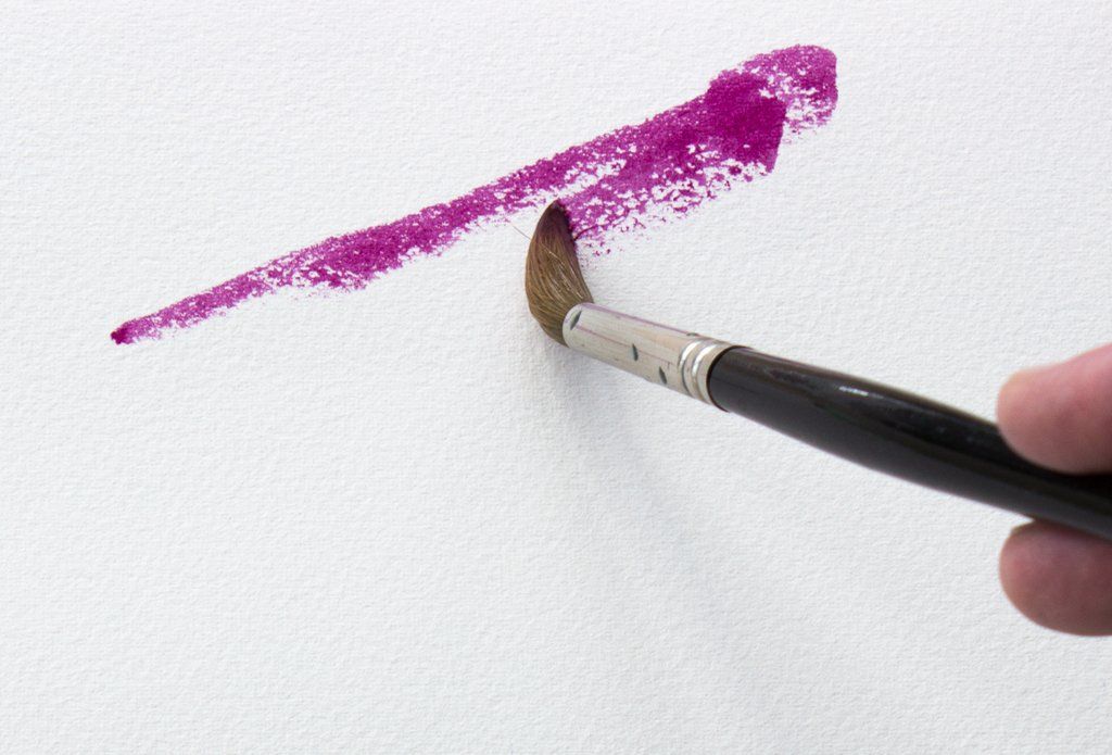 Dry brush strokes with A J Ludlow's Quinacridone Magenta Professional Watercolour