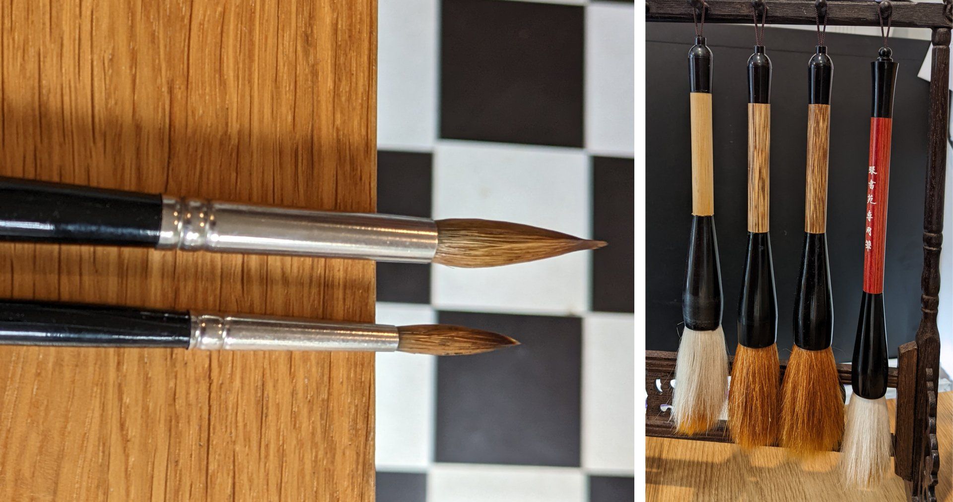 When drying your watercolour brushes, avoid letting water soak into their wooden handles, otherwise the wood swells and splits. How to dry watercolour and Chinese painting brushes