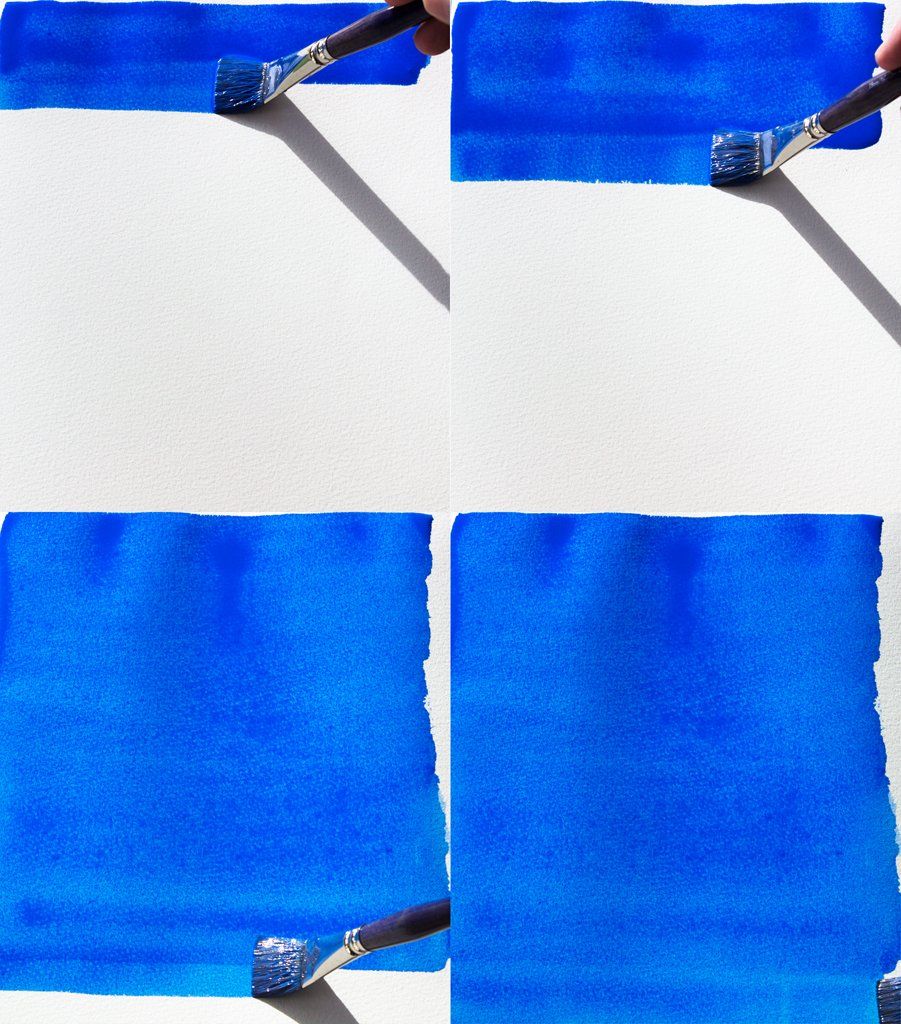 Flat wash with A J Ludlow's Cobalt Blue Professional Watercolour using a flat brush Flat wash with A J Ludlow's Cobalt Blue Professional Watercolour using a flat brush