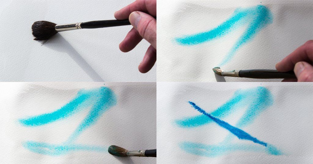 Wet-in-wet brush strokes with Cobalt Turquoise and Prussian Blue Professional Watercolours from A J Ludlow