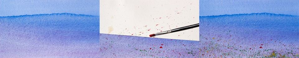 Series of photographs showing how to splatter watercolours A J Ludlow Colours' Professional Watercolours