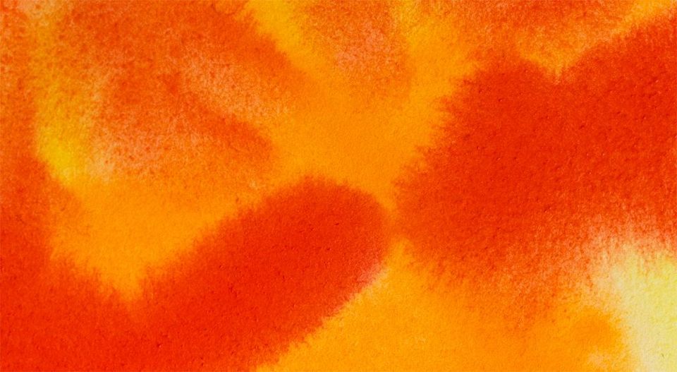 Variegated wash of A J Ludlow's cadmium Professional Watercolours Cadmium Lemon Yellow, Yellow, Orange and Scarlet Watercolour paints from A J Ludlow Colours