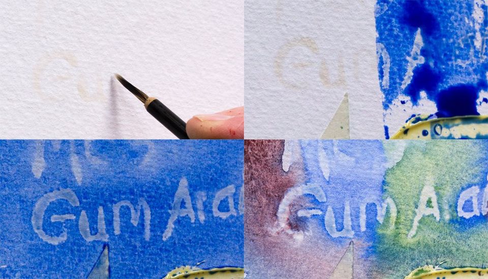 Masking watercolour paper using gum Arabic solution Using gum Arabic to mask watercolour paper then overpainting with A J Ludlow's Professional Watercolour paints
