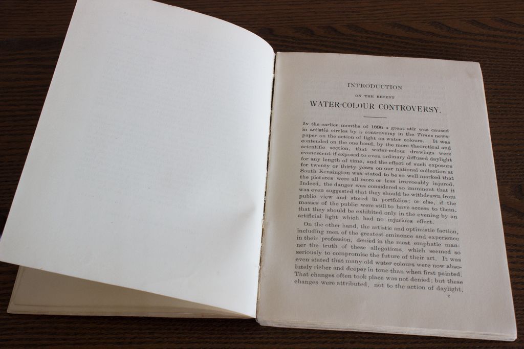J S Taylor’s “A Descriptive Handbook of Modern Water-colour Pigments”, discusses the use of fugitive pigments. When J Scott Taylor's book was first published in 1887, the credibility of watercolour as a serious art medium was in question due to the use of fugitive pigments.
