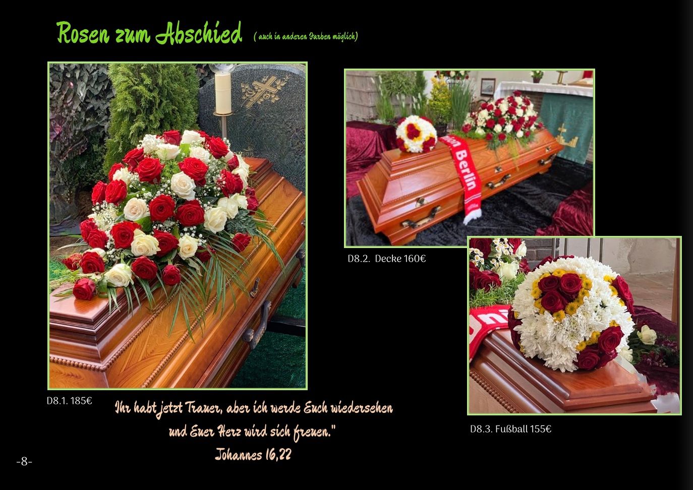 Sargschmuck mit roten und weißen Blumen von Blumen Sprockhoff Seelow