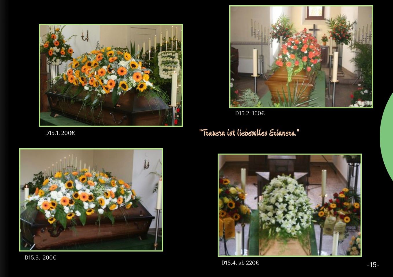 Sargschmuck mit orangefarbenen und weißen Blumen für Beerdigungen von Blumen Sprockhoff Seelow