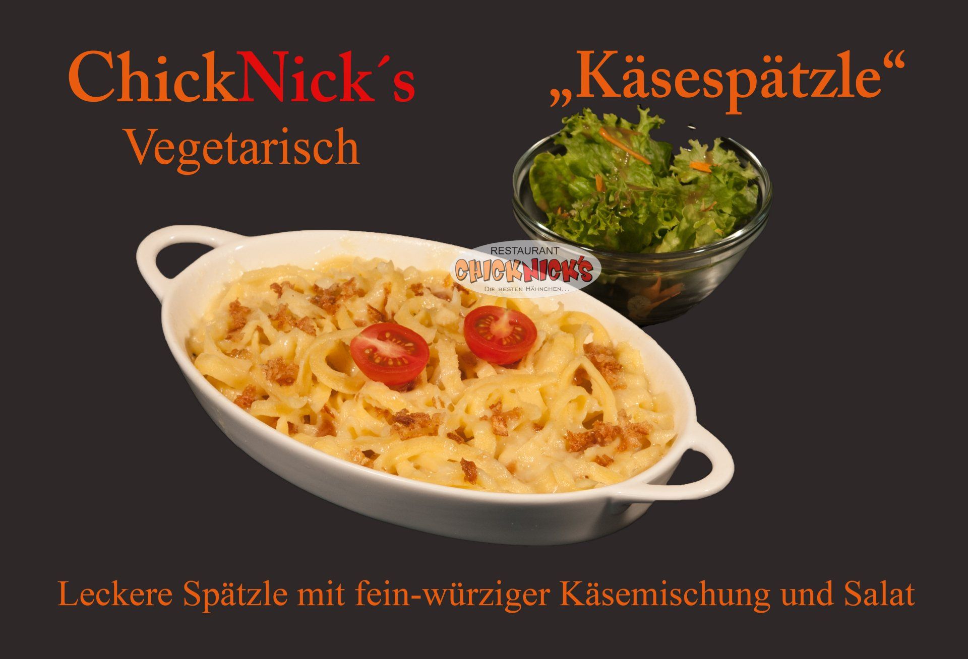 Käsespätzle mit Salat Bouquet