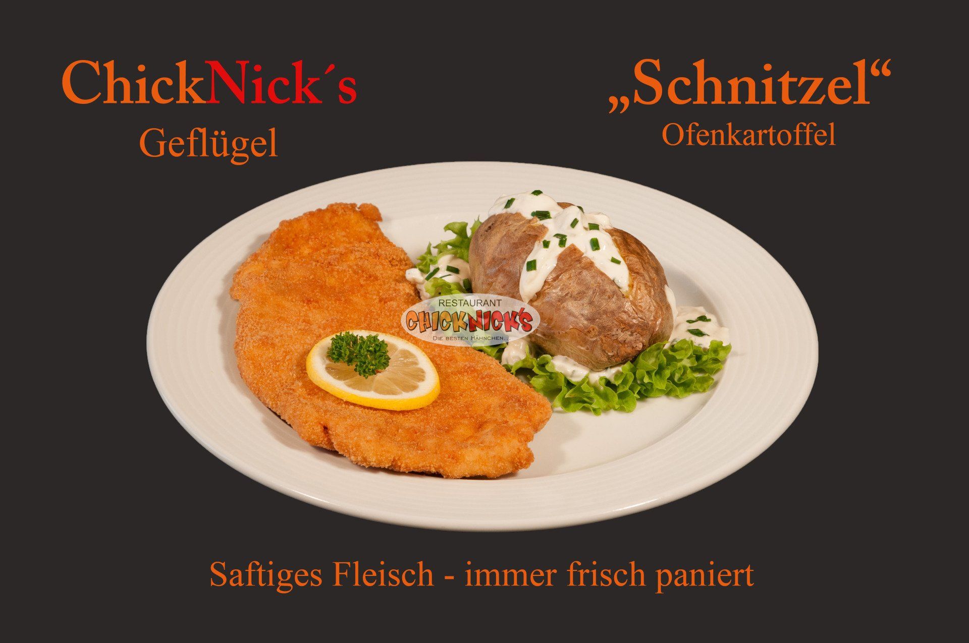 Schnitzel mit Ofenkartoffel