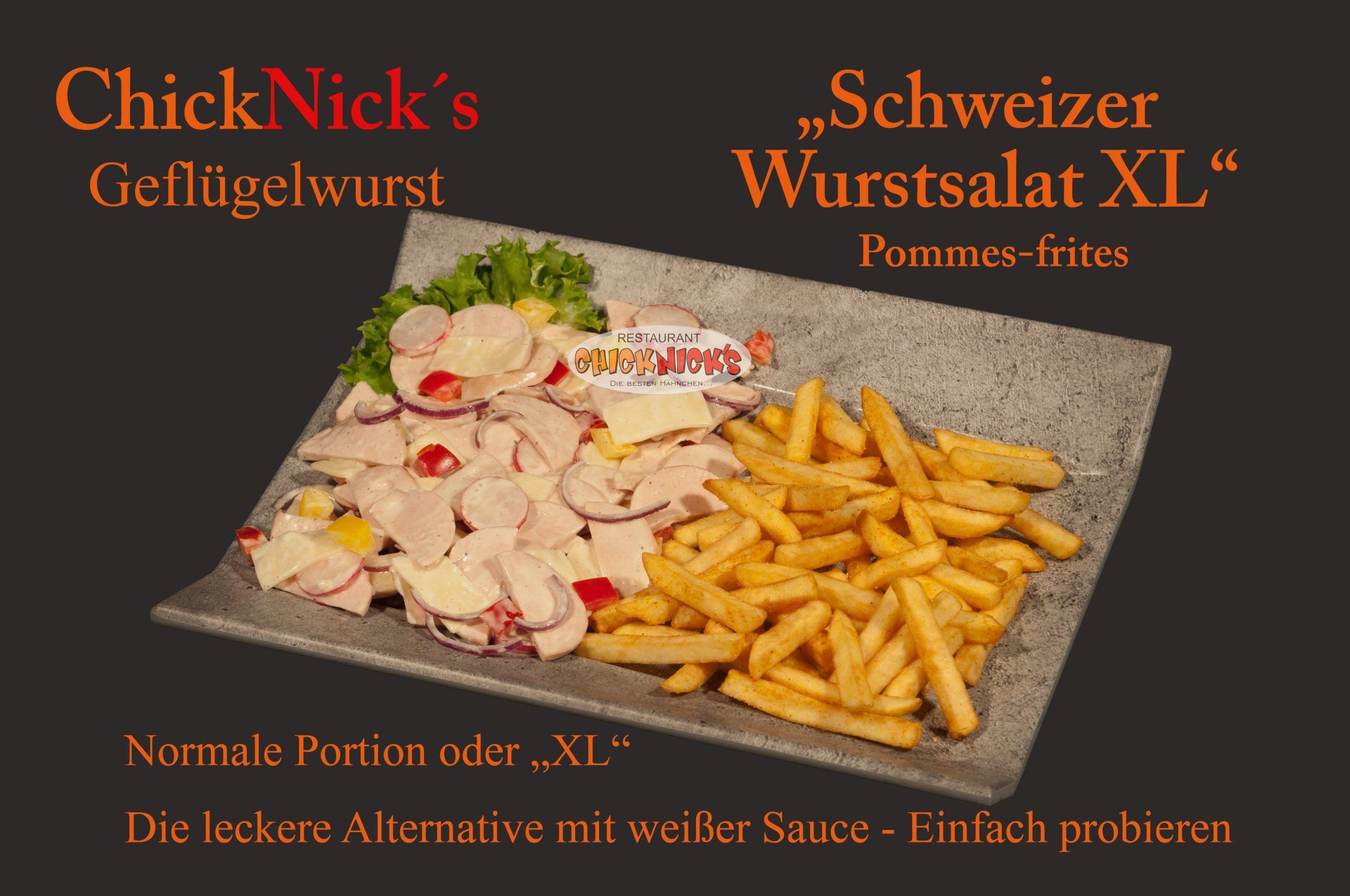 Schweizer Wurstsalat XL mit Pommes