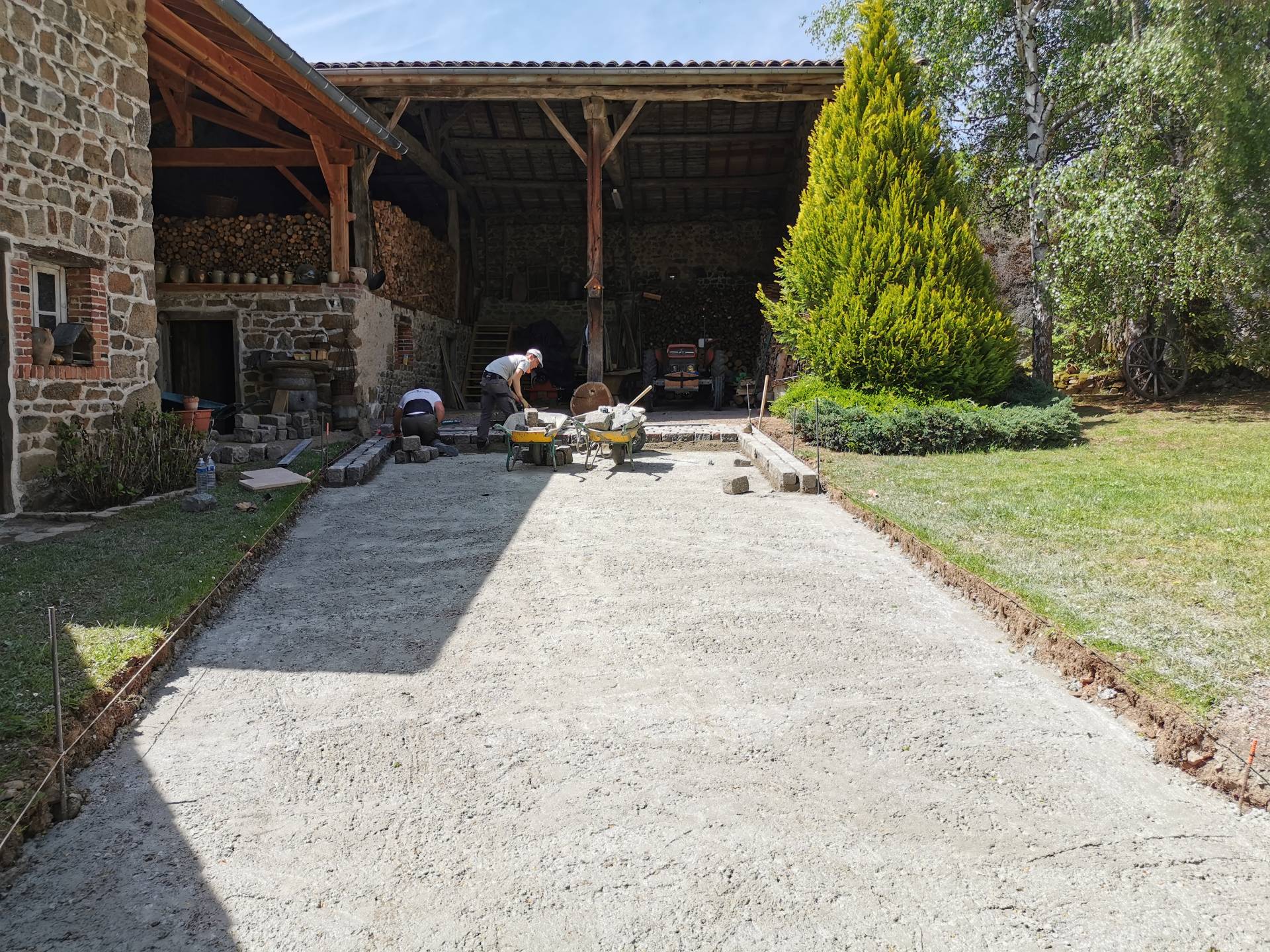 préparation dallage pour pose de pavage par jacquet maçonnerie