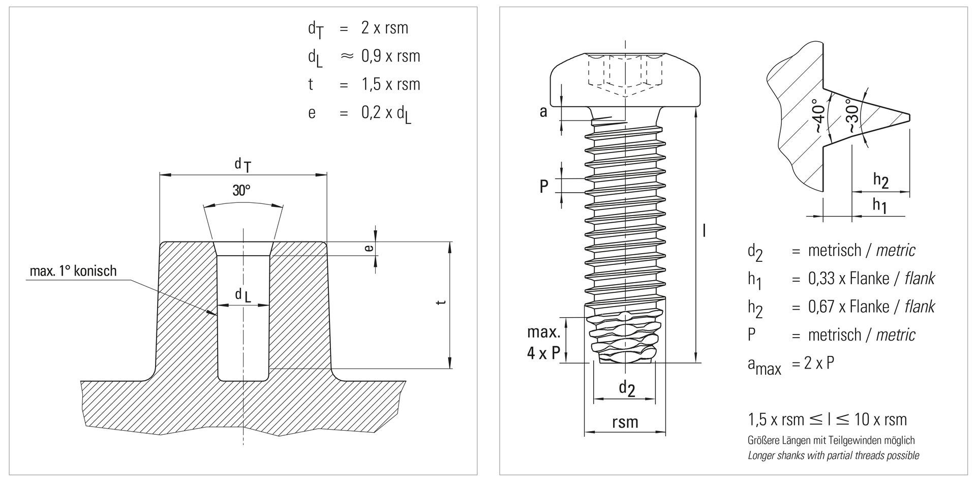 rs-metric Schraube Zeichnung