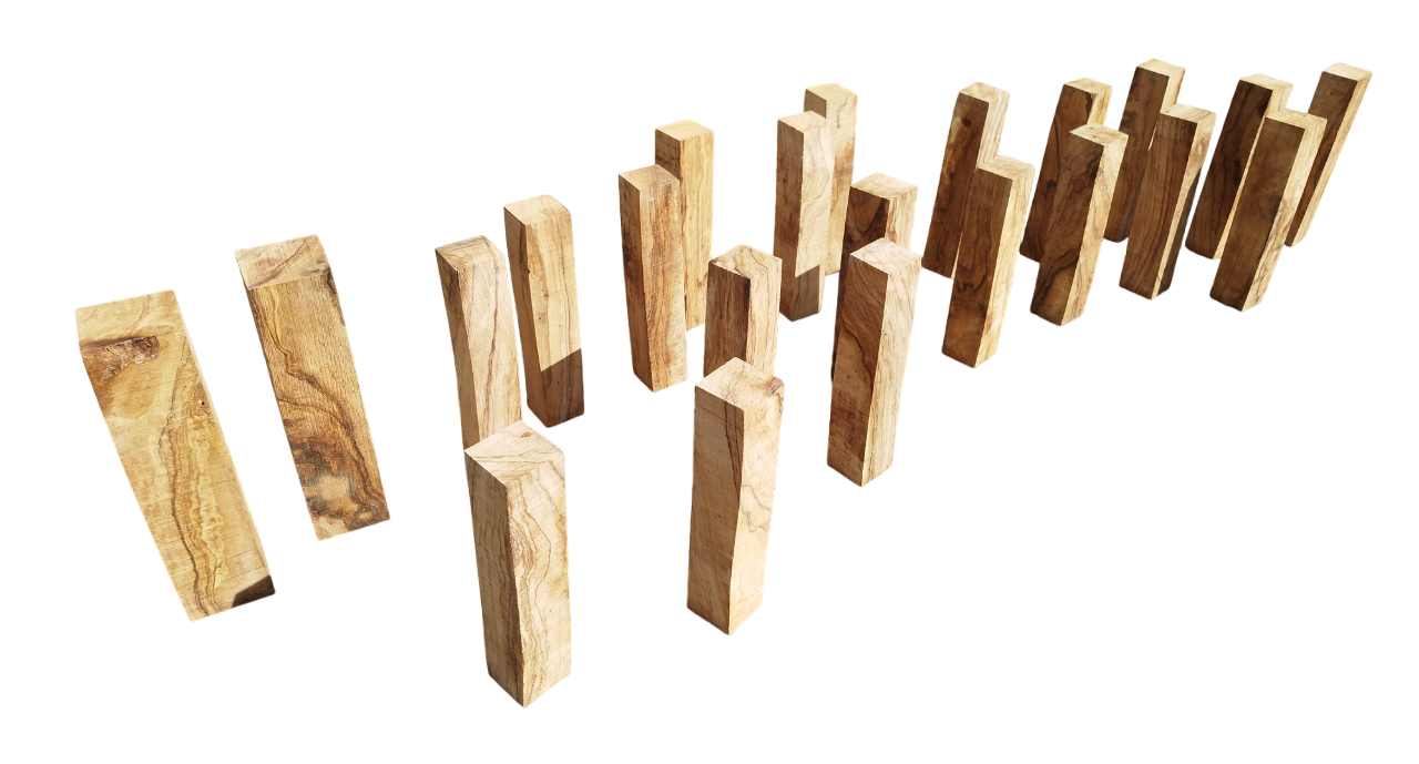 Carrelet en bois d'olivier pour tournage. Pour objets décoratifs de prestige.