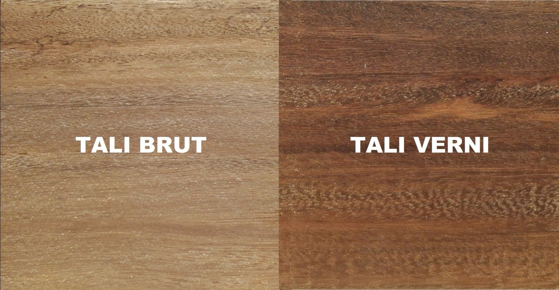 Comparatif bois brut et veiné, teintes