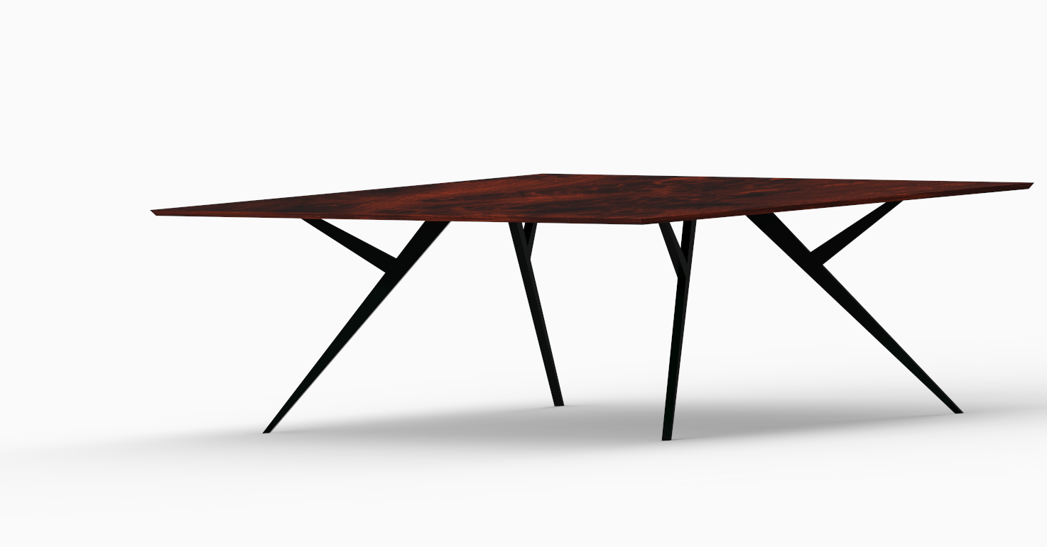 Pied de table pour plateau bois rectangulaire, modèle sur mesure original ERES