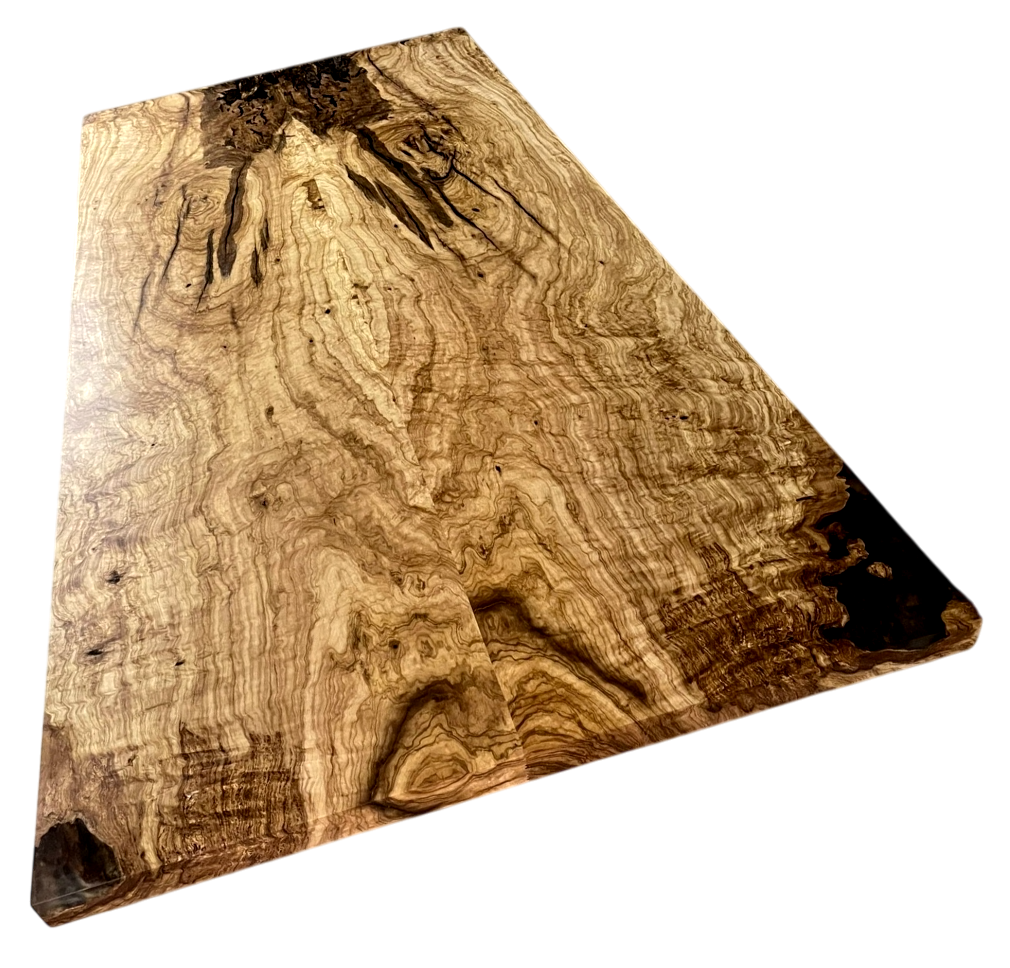 Grand plateau de table large en olivier