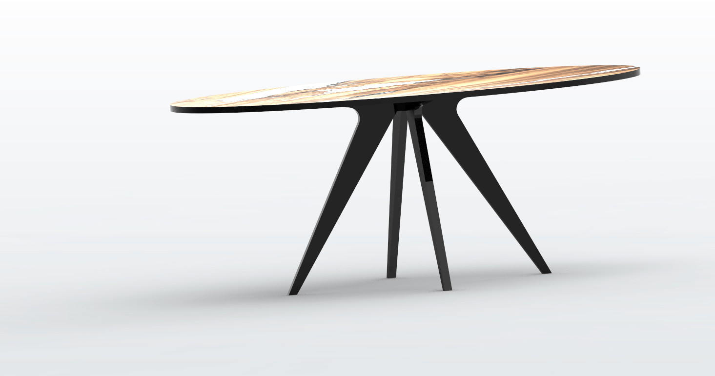 Pied central design pour table en métal, modèle KALIS