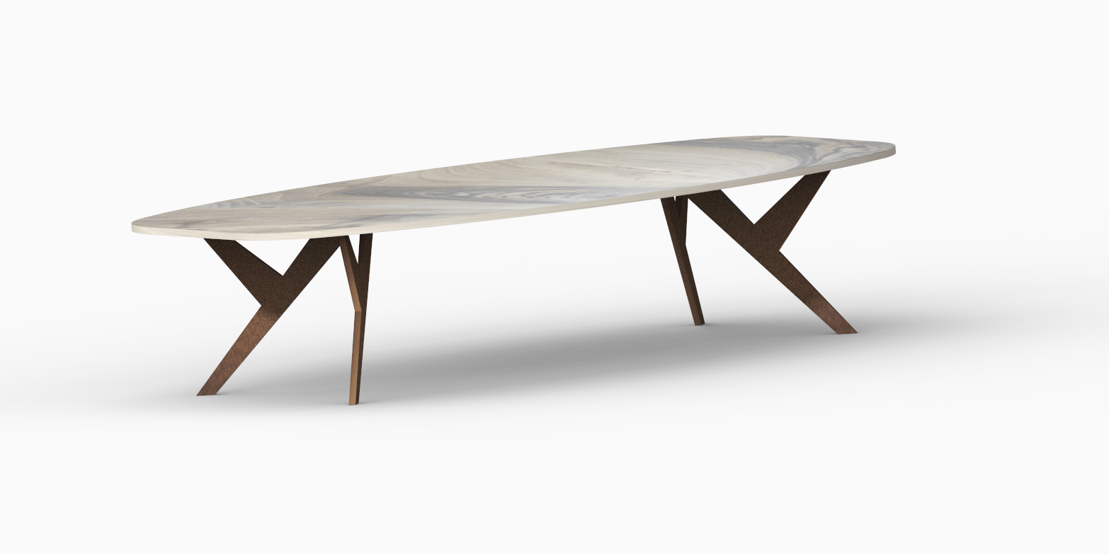 Pied en métal pour table ovale sur mesure, modèle LÉO