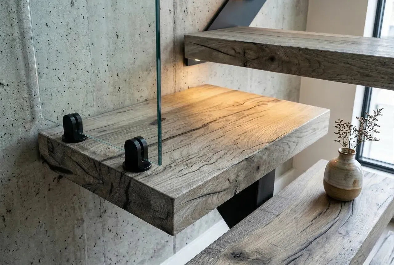 Marches d'escalier épaisses en chêne. Sur mesure absolu.