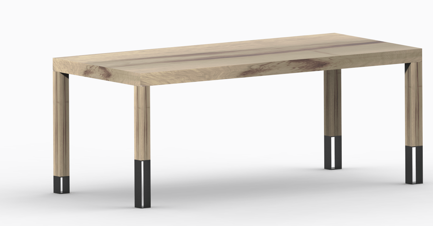 Table rectangulaire pied bois et métal, modèle sur mesure NIVEL