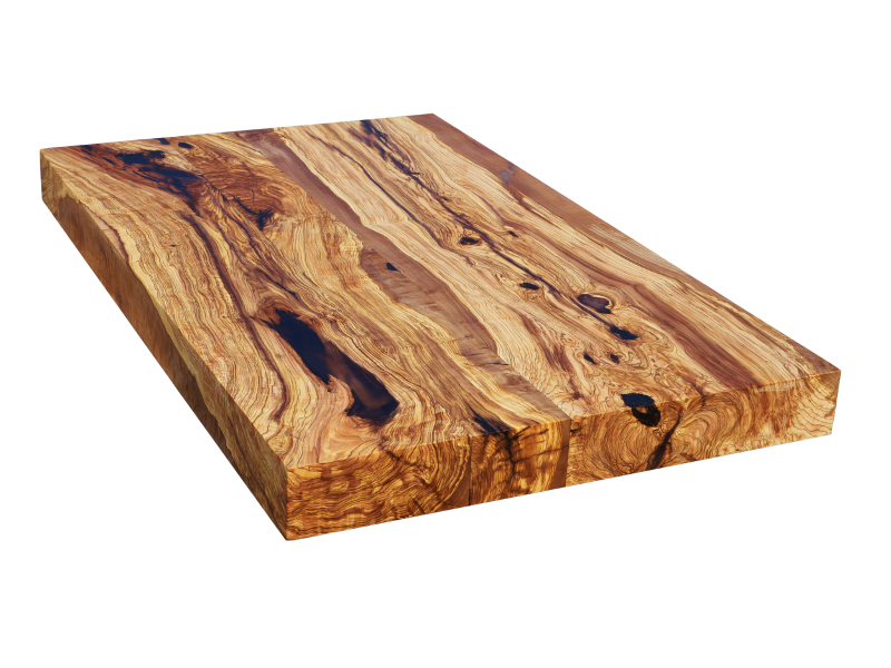 Plateau de table en bois d'olivier massif. Réalisé sur mesure. L'artisanat FLO TRADING