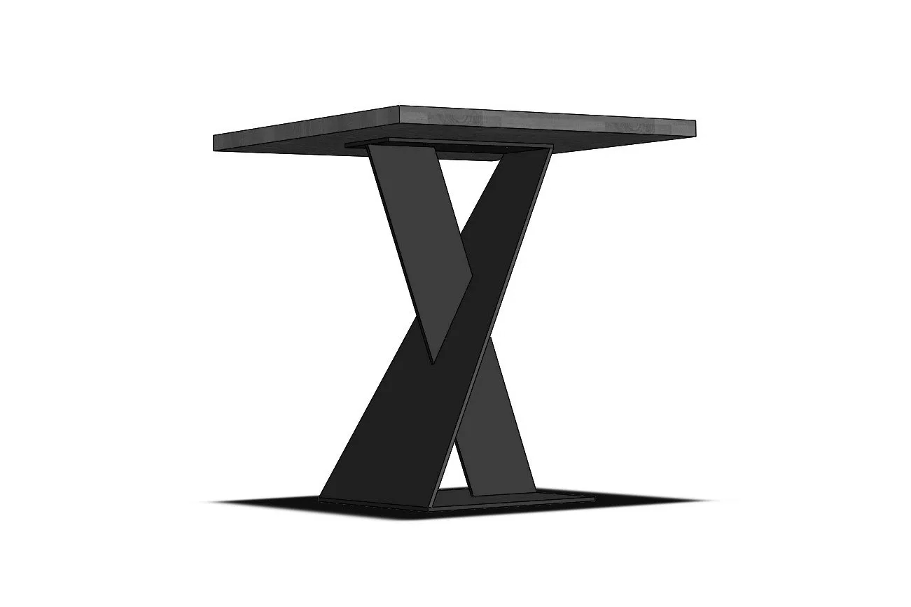 Pied pour table carrée en métal noir, modèle sur mesure REVO'AIR