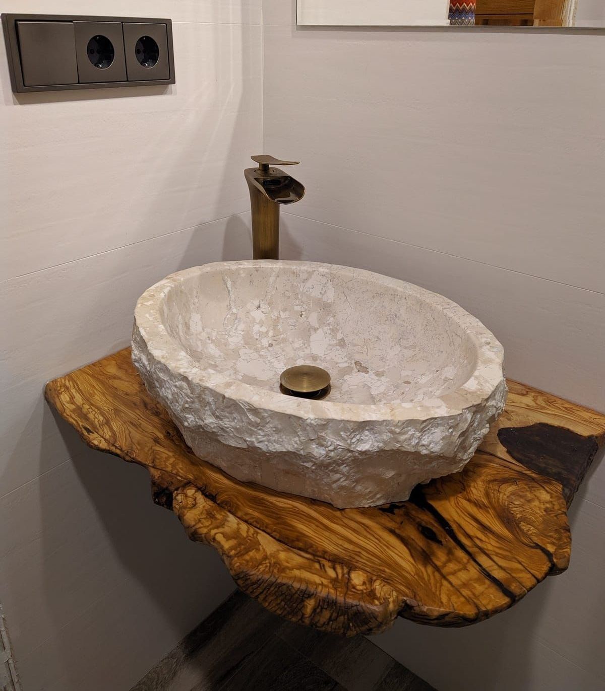 Plan vasque en bois original