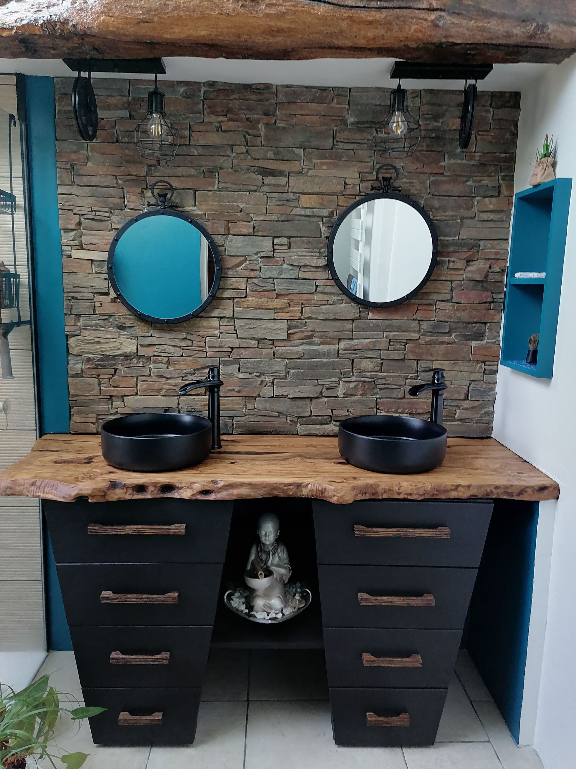 Plan vasque à poser bois brut