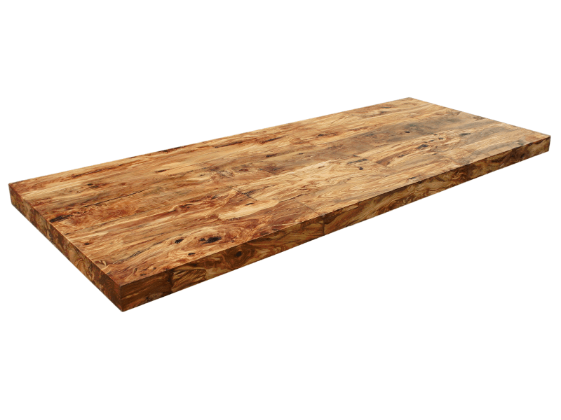 Plan de travail en bois d'olivier massif. Pour des cuisines sur mesure aussi belles que pratiques.