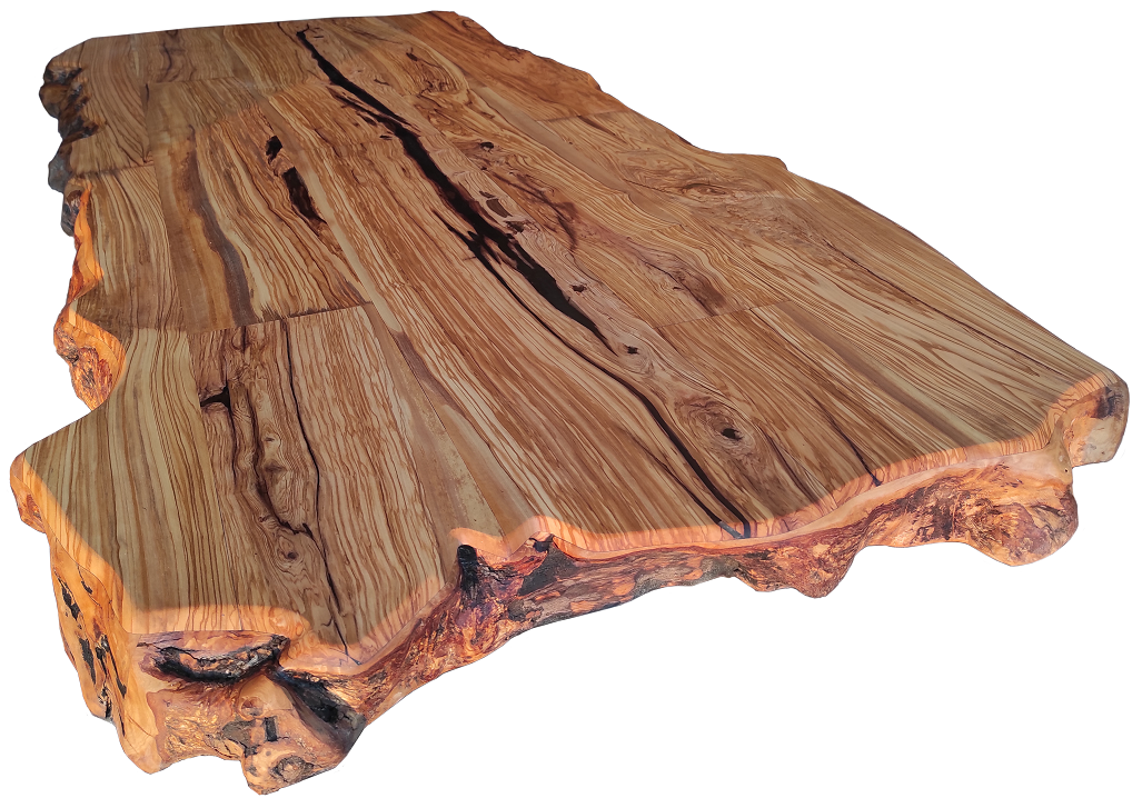 Plateau de table en bois d'olivier massif