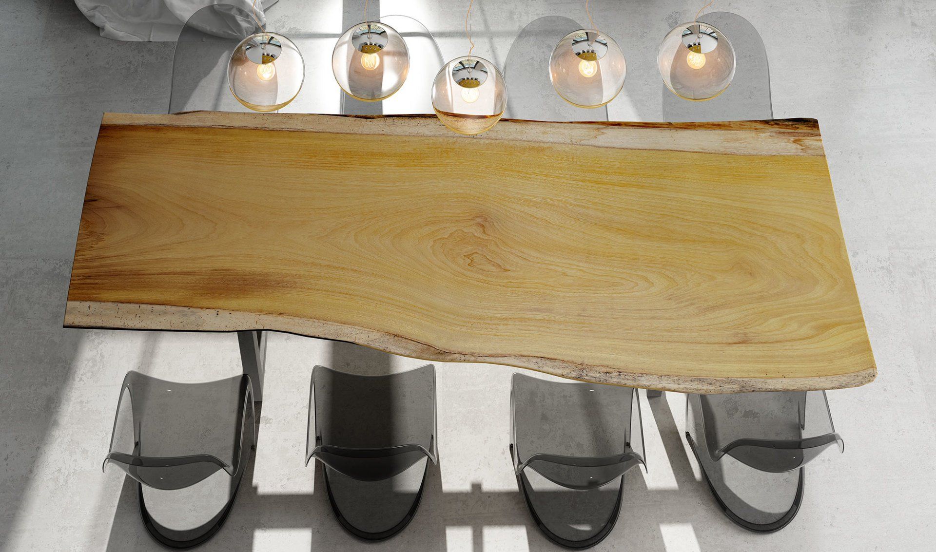 Grande table de salon monobloc en iroko naturel, bois exotique.