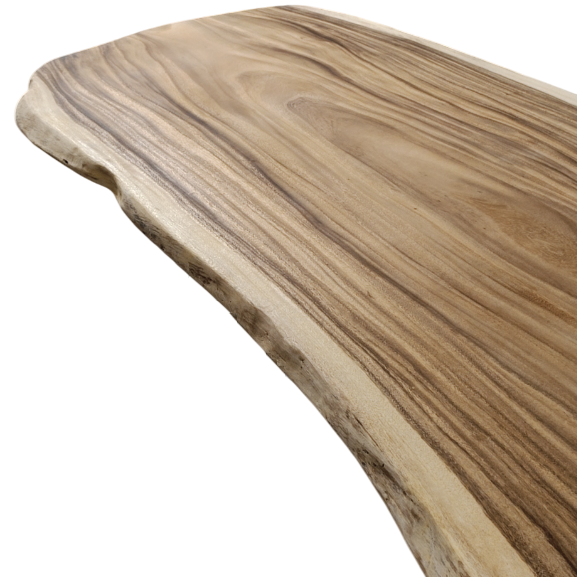 Plateau de table en bois avec écorce