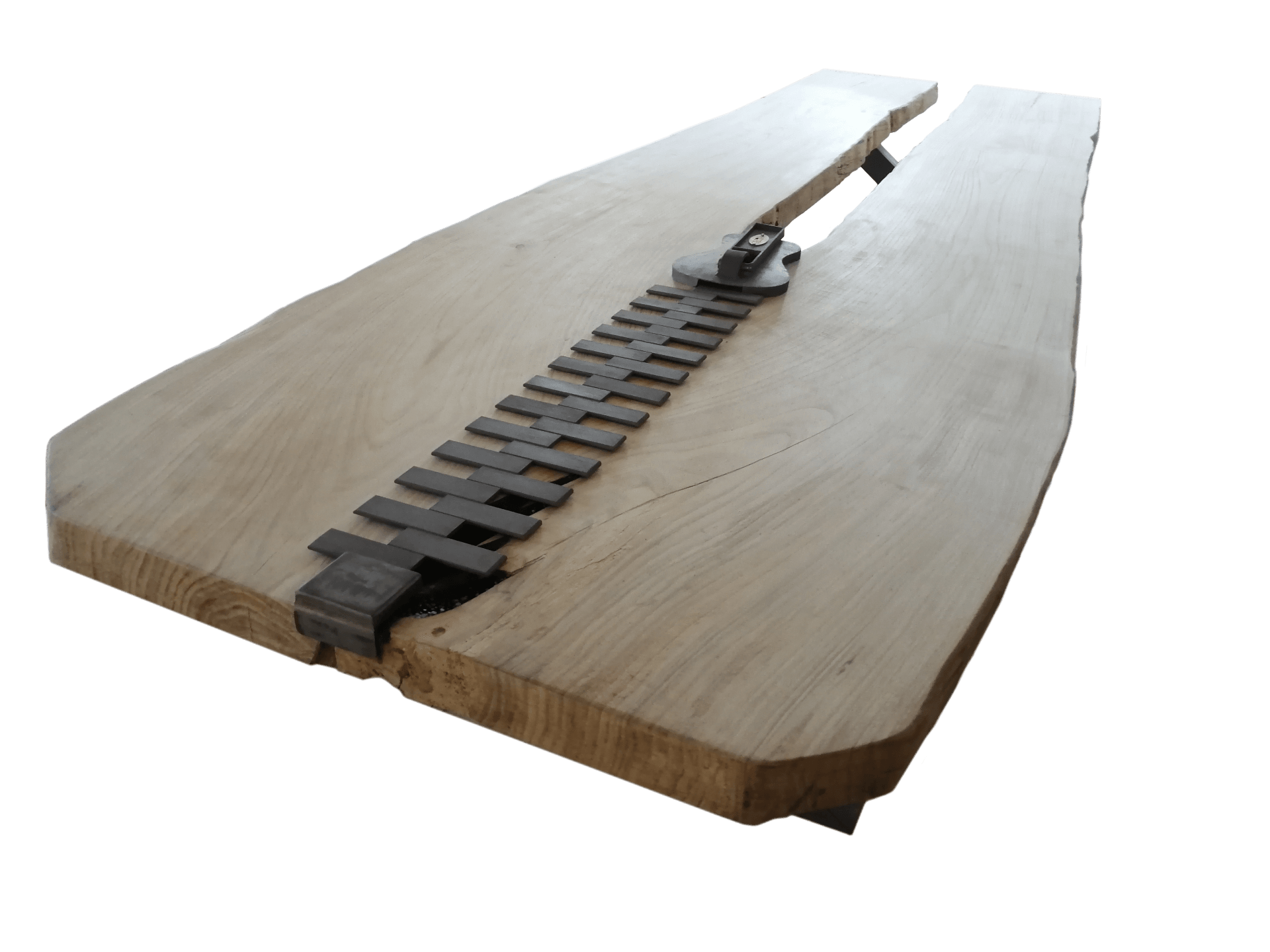 Table artisanale de présentation en bois massif pour magasin ou exposition