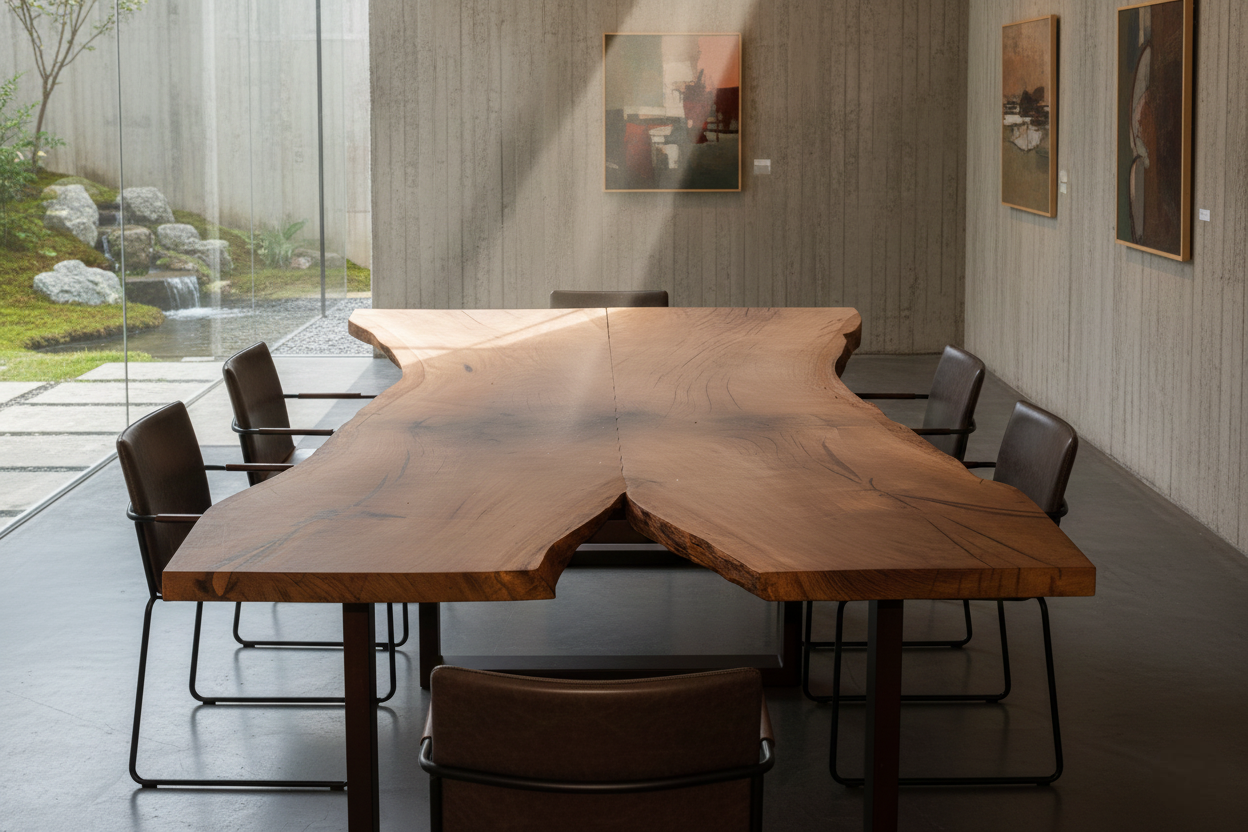 Table en chêne massif live edge