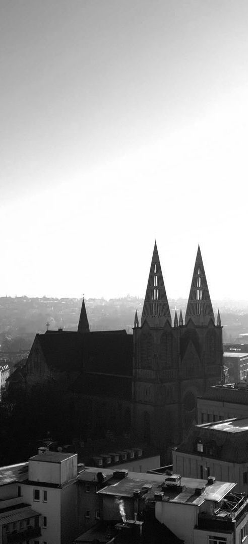 Clemens Kirche in der Innenstadt Solingen aus der Luft