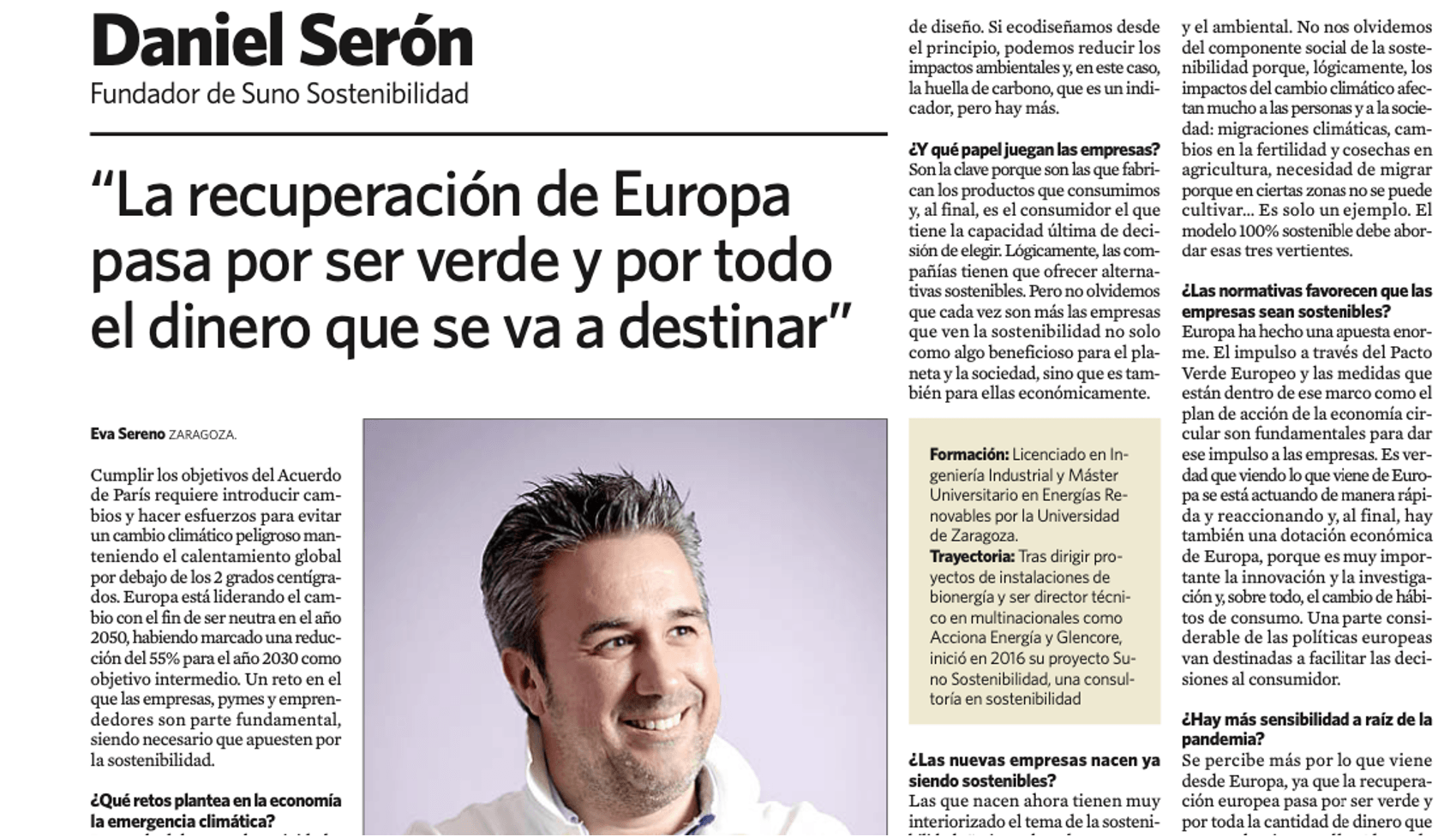 Entrevista El Economista. Sostenibilidad, Cambio Climático y empresas