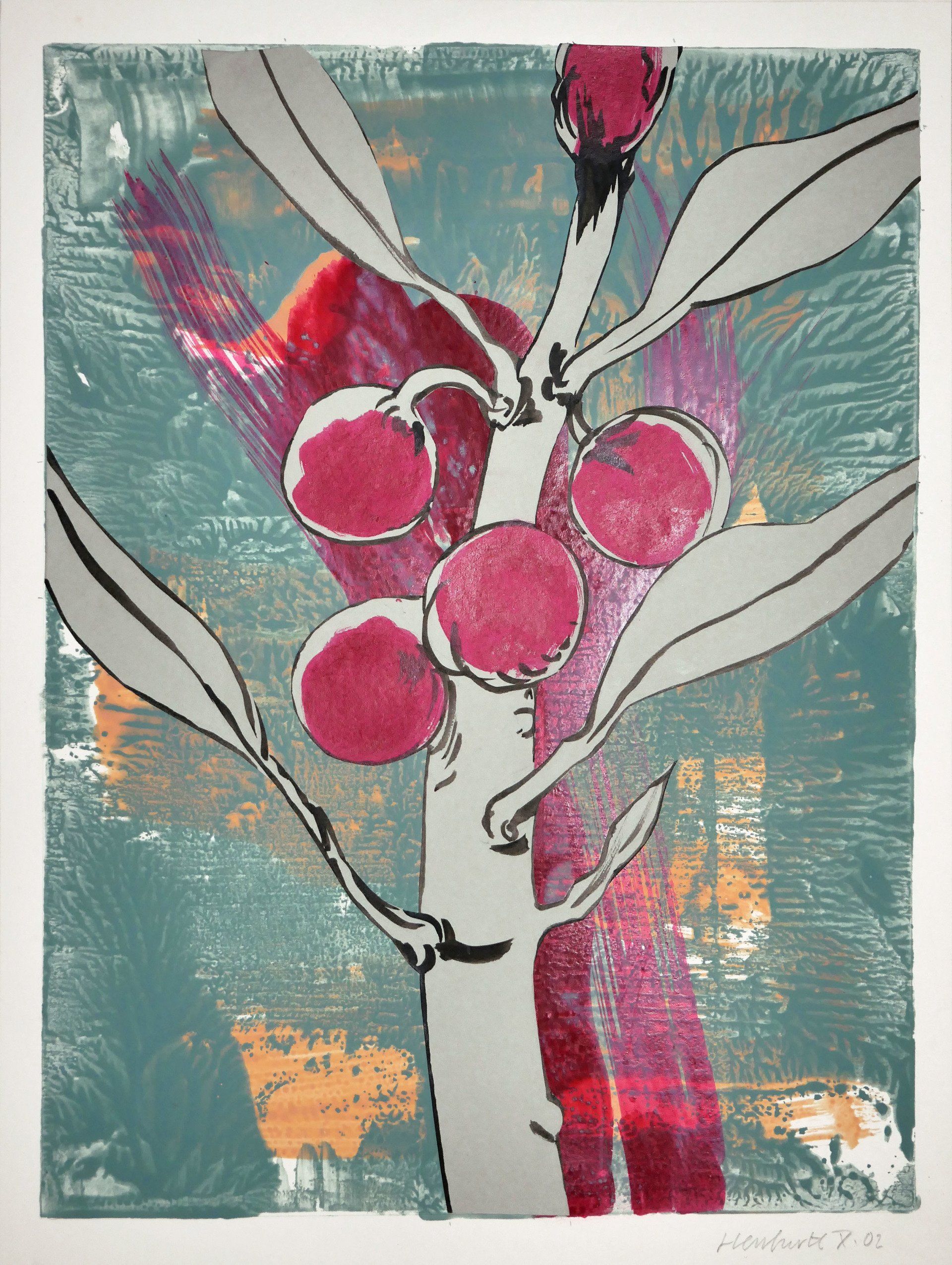 Karl-Heinz Herrfurth, Collagen,  Pflanzen, Körper, Horizonte,  2003-2004, Mischtechnik, Collagen  Papier, 38 x 29 cm