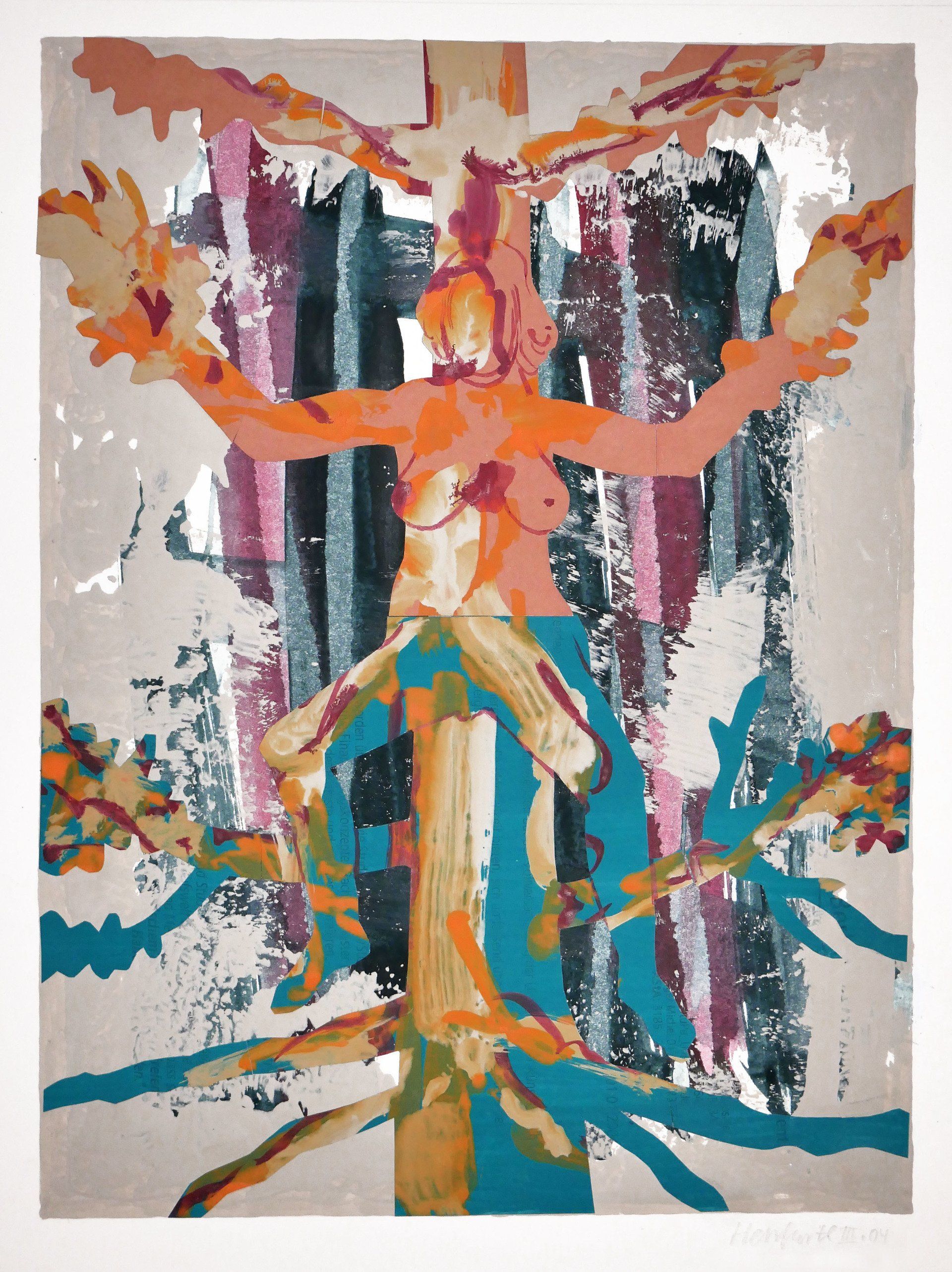 Karl-Heinz Herrfurth, Collagen, Pflanzen, Körper, Horizonte, 2003-2004, Mischtechnik, Collagen Papier, 38 x 29 cm