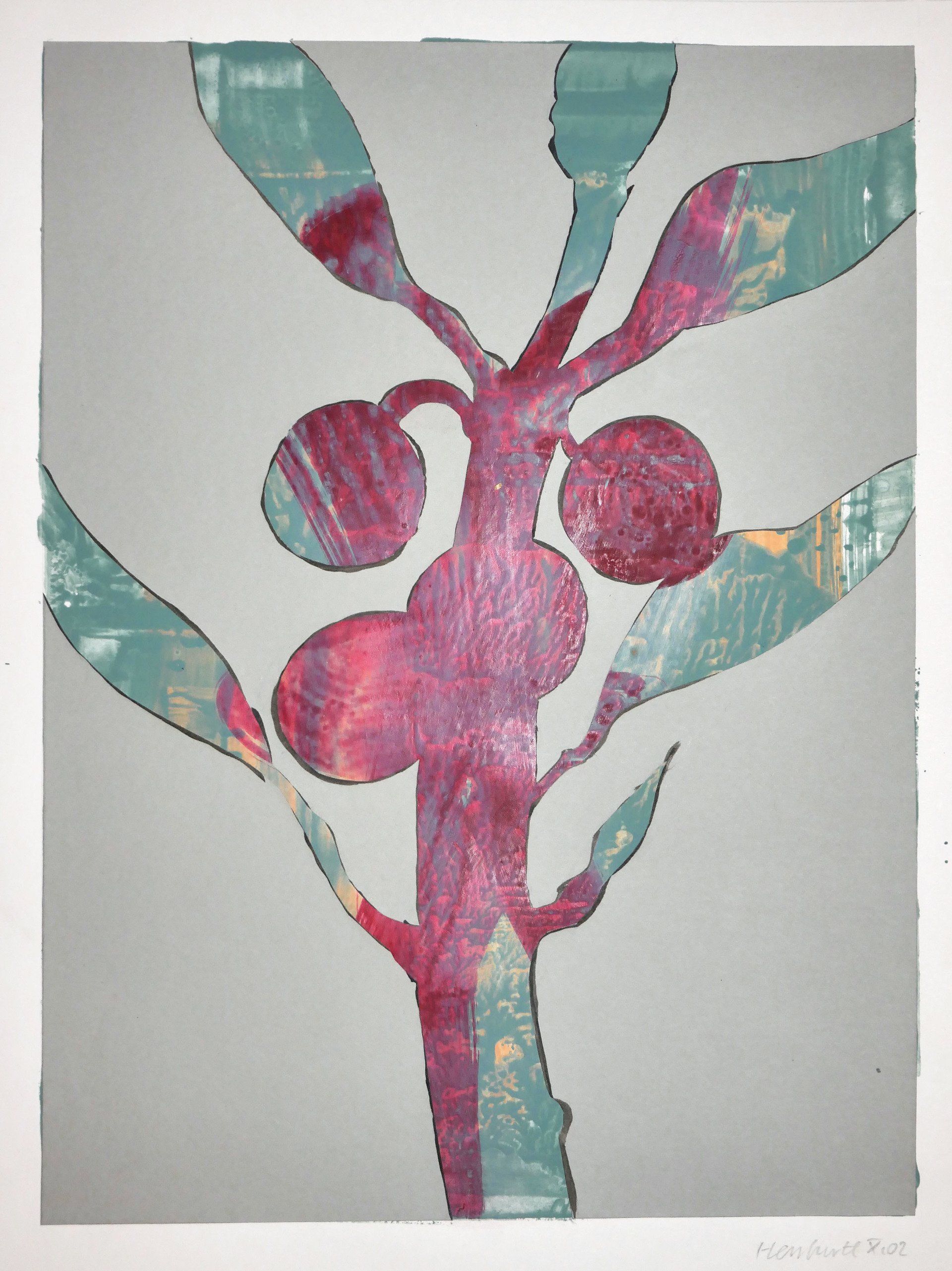 Karl-Heinz Herrfurth, Collagen,  Pflanzen, Körper, Horizonte,  2003-2004, Mischtechnik, Collagen  Papier, 38 x 29 cm