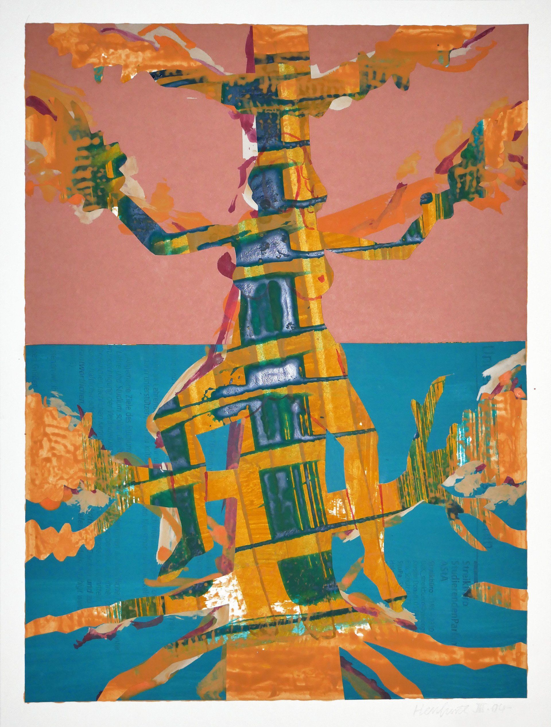 Karl-Heinz Herrfurth, Collagen, Pflanzen, Körper, Horizonte, 2003-2004, Mischtechnik, Collagen Papier, 38 x 29 cm