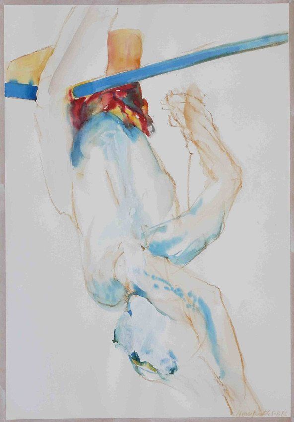 Karl-Heinz Herrfurth,
Großformate auf Papier,
Mischtechnik, 1985-87
Körper, Figuren und Köpfe, 74 x 51 cm