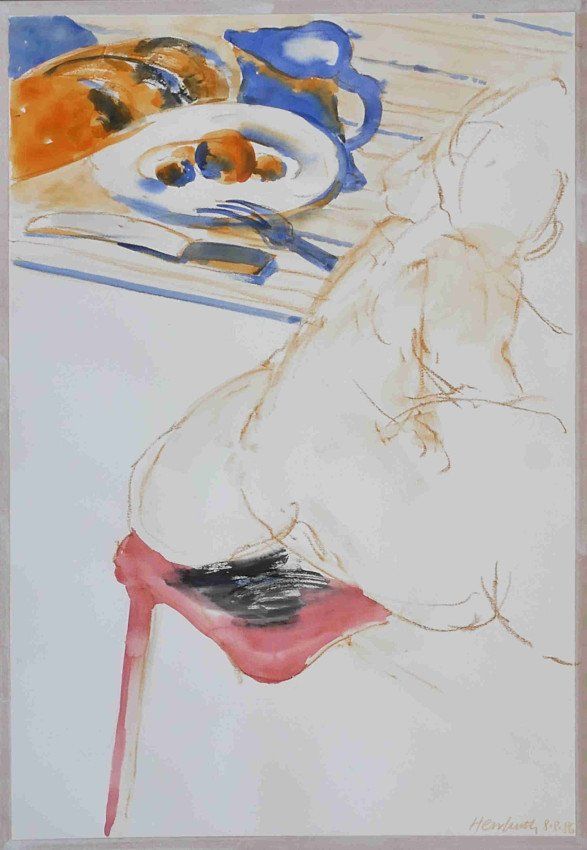 Karl-Heinz Herrfurth,
Großformate auf Papier,
Mischtechnik, 1985-87
Körper, Figuren und Köpfe, 74 x 51 cm