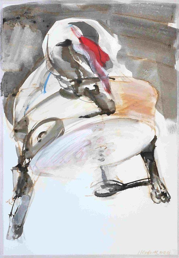 Karl-Heinz Herrfurth, 
Großformate auf Papier, 
Mischtechnik, 1985-87
Körper, Figuren und Köpfe, 74 x 51 cm
