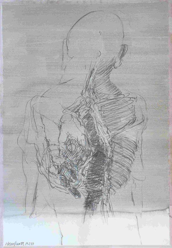 Karl-Heinz Herrfurth, 
Großformate auf Papier, 
Mischtechnik, 1985-87
Körper, Figuren und Köpfe, 74 x 51 cm