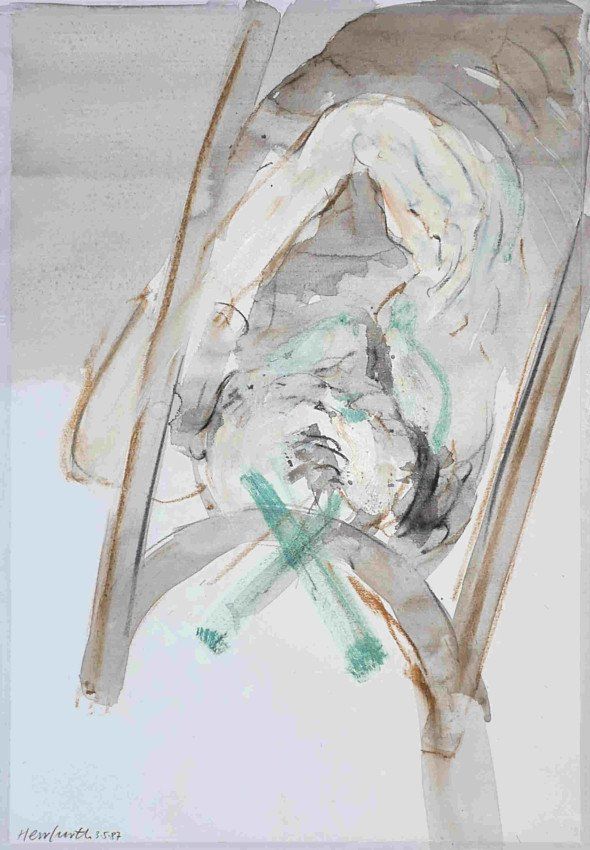 Karl-Heinz Herrfurth, 
Großformate auf Papier, 
Mischtechnik, 1985-87
Körper, Figuren und Köpfe, 74 x 51 cm