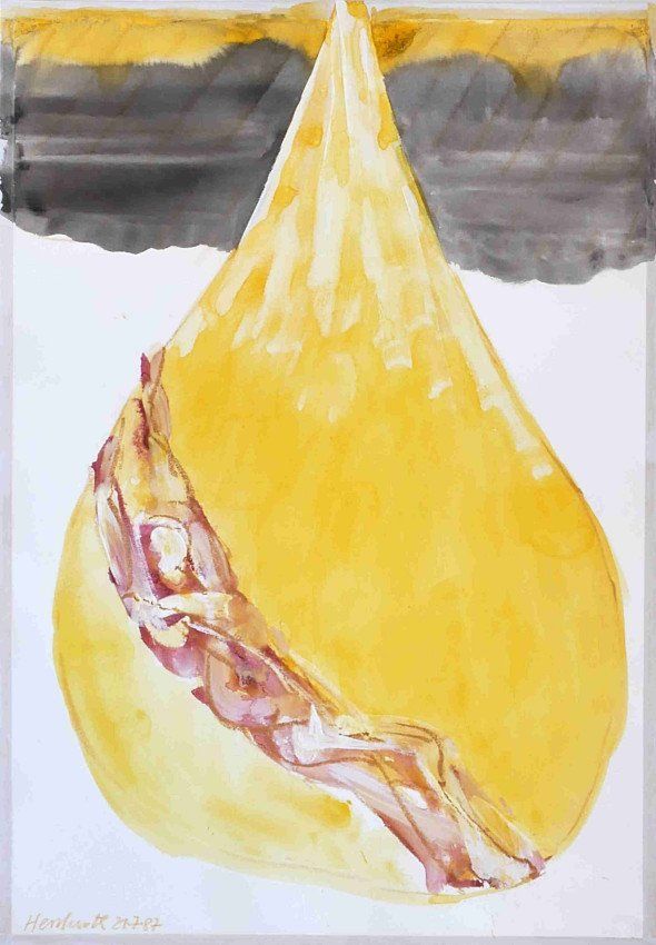 Karl-Heinz Herrfurth,
Großformate auf Papier,
Mischtechnik, 1985-87
Körper, Figuren und Köpfe, 74 x 51 cm